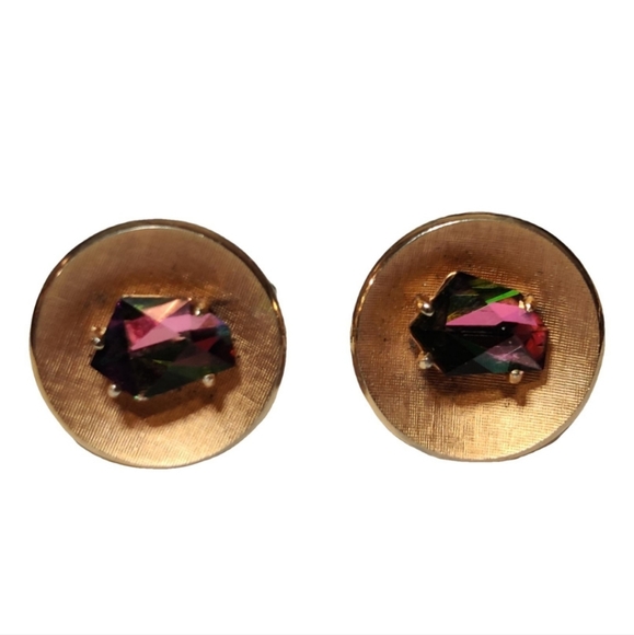 Vintage Swank Watermelon Crystal Cufflinks - Picture 10 of 10